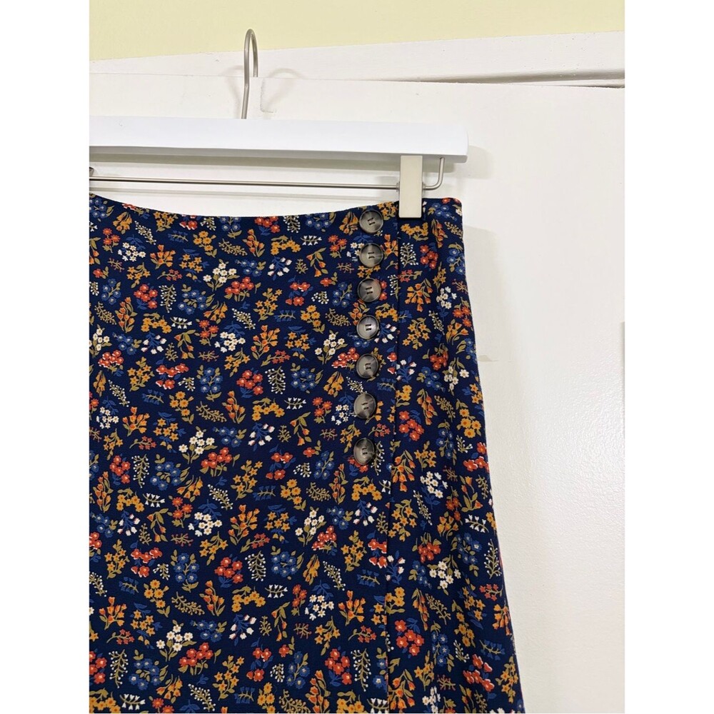 Madewell Navy Floral Faux Wrap Mini Skirt Button Detail Size 2 Cottagecore - Picture 4 of 10